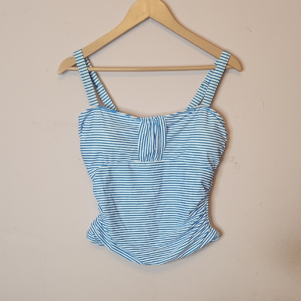 BEACHSISSI Tankini Top Blue and White Striped, size L